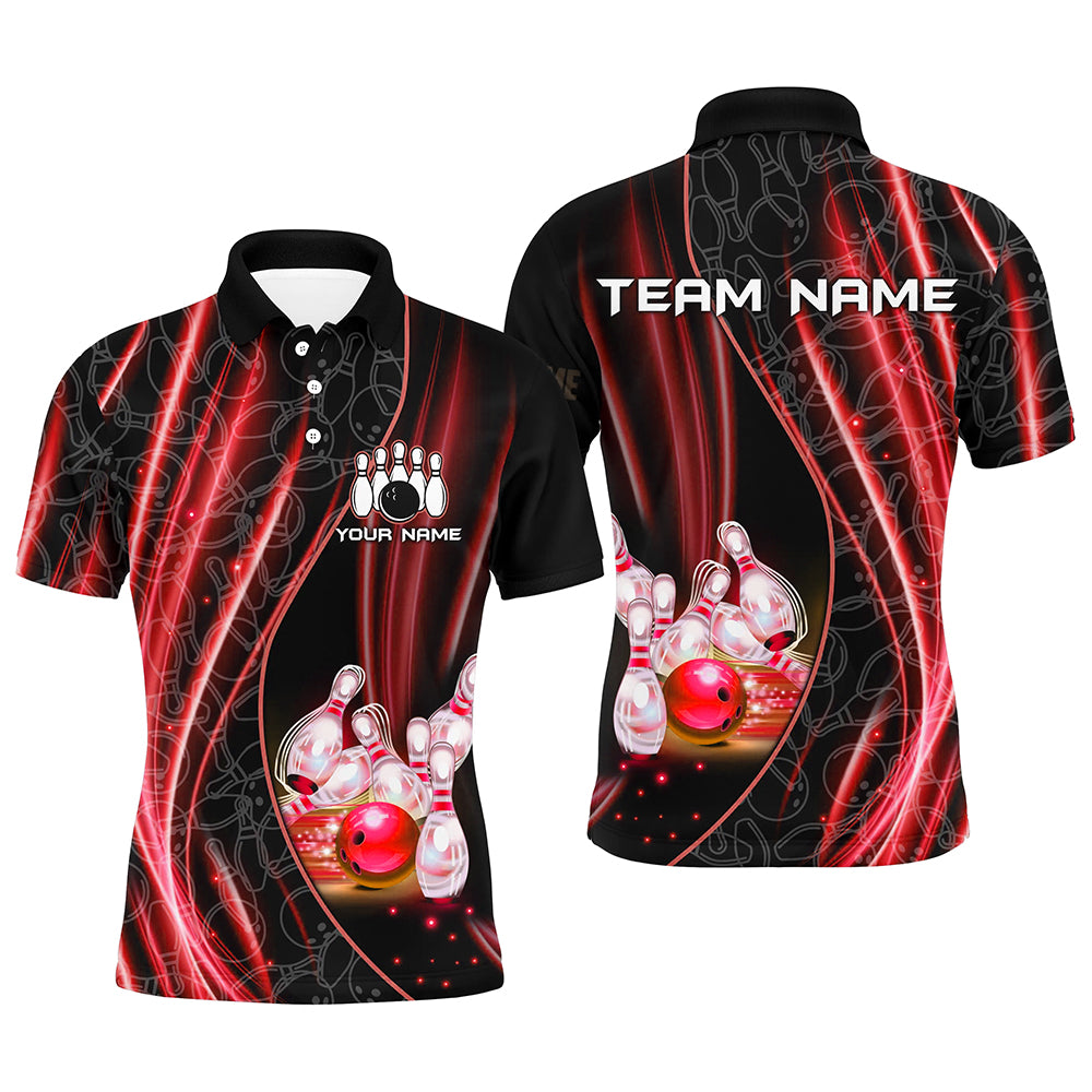 Red Light Bowling Shirt For Men Women Custom Team Bowling Jersey For Couples BDT504