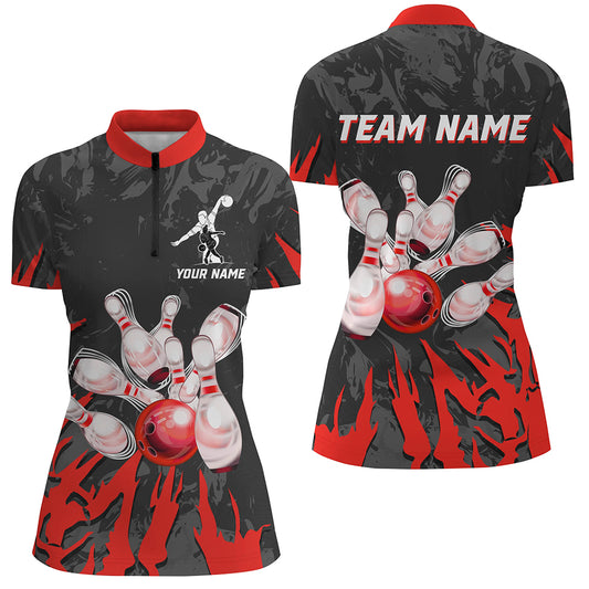 Custom Bowling Quarter-Zip Shirt For Men & Women Team Bowling Jersey Multicolor BDT458