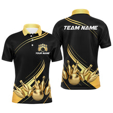 Load image into Gallery viewer, Custom Black&amp;Gold Bowling Polo Shirts Team Bowling Jersey Men And Women BDT521