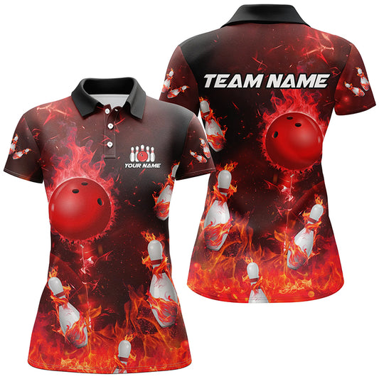 Red Flame Bowling Shirts Men & Women Custom Bowling Team Jersey Polo Bowling Uniform BDT529