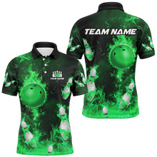 Load image into Gallery viewer, Green Flame Bowling Shirts Men &amp; Women Custom Bowling Team Jersey Polo Bowling Uniform BDT529