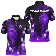 Load image into Gallery viewer, Purple Flame Bowling Shirts Men &amp; Women Custom Bowling Team Jersey Polo Bowling Uniform BDT529