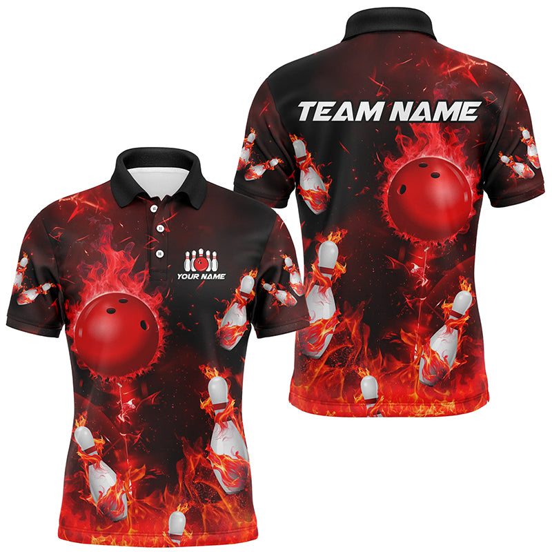 Red Flame Bowling Shirts Men & Women Custom Bowling Team Jersey Polo Bowling Uniform BDT529