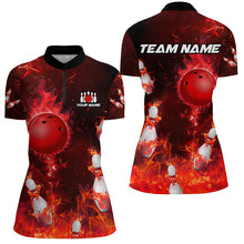 Load image into Gallery viewer, Red Flame Bowling Shirts Men &amp; Women Custom Bowling Team Jersey 1/4 Zip Bowling Uniform BDT529