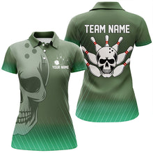 Load image into Gallery viewer, Green Skull Bowling Shirts Men &amp; Women Custom Polo Bowling Team Jersey Unisex BDT484