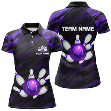 Load image into Gallery viewer, Personalized Purple Camo Bowling Polo Shirts Unisex Bowling Team Jersey Men Women BDT485