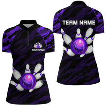 Load image into Gallery viewer, Personalized Purple Camo Bowling Shirts Unisex 1/4 Bowling Team Jersey Men Women BDT485