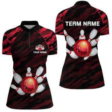 Load image into Gallery viewer, Personalized Red Camo Bowling Shirts Unisex 1/4 Bowling Team Jersey Men Women BDT485