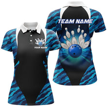 Load image into Gallery viewer, Blue Camo Bowling Shirts Men Women Bowling Jersey Unisex Custom Polo Bowling Team Shirt BDT597