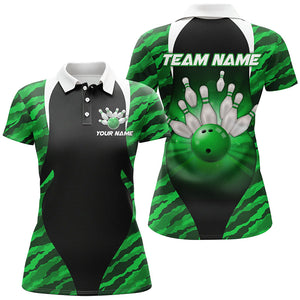 Green Camo Bowling Shirts Men Women Bowling Jersey Unisex Custom Polo Bowling Team Shirt BDT597