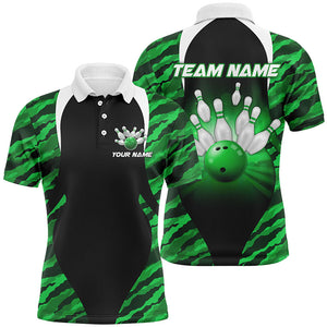 Green Camo Bowling Shirts Men Women Bowling Jersey Unisex Custom Polo Bowling Team Shirt BDT597