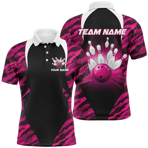 Pink Camo Bowling Shirts Men Women Bowling Jersey Unisex Custom Polo Bowling Team Shirt BDT597