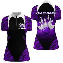 Load image into Gallery viewer, Purple Camo Bowling Shirts Men Women Bowling Jersey Unisex Custom 1/4 Zip Bowling Team Shirt BDT597