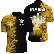 Load image into Gallery viewer, Yellow Butterfly Bowling Shirts For Men Women Custom 1/4 Zip Bowling Jersey Team BDT505