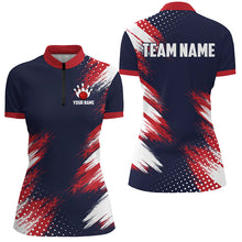 Load image into Gallery viewer, Red Blue White Bowling Shirt For Men &amp; Women Custom Patriotic Bowling Team Jersey 1/4 Zip BDT544