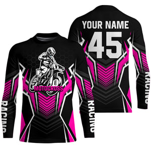 Pink Motocross Jersey Men Women Kid Upf30+ Custom Dirt Bike Shirt Off-Road Jersey Boys Girls PDT668