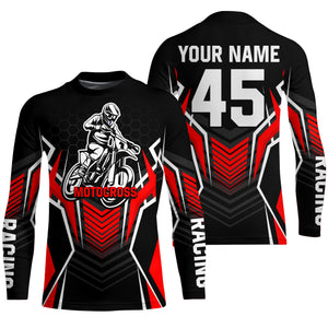 Red Motocross Jersey Men Women Kid Upf30+ Custom Dirt Bike Shirt Off-Road Jersey Boys Girls PDT668