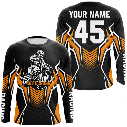 Orange Motocross Jersey Men Women Kid Upf30+ Custom Dirt Bike Shirt Off-Road Jersey Boys Girls PDT668