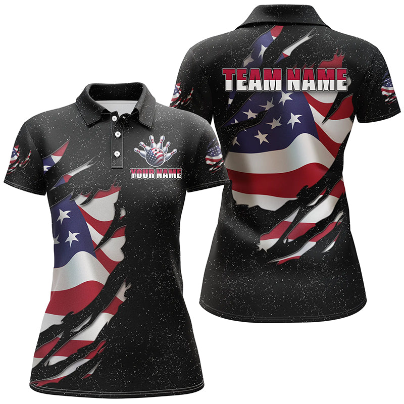 Patriotic Bowling Jersey For Couples Custom Black Bowling Shirt Men Women| Polo BDT518