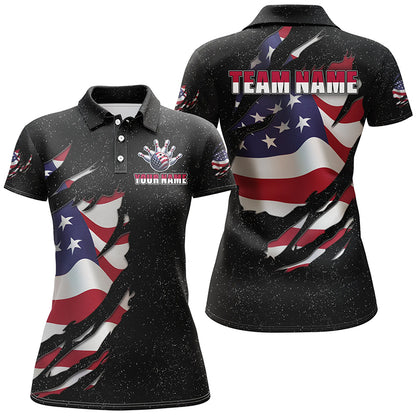 Patriotic Bowling Jersey For Couples Custom Black Bowling Shirt Men Women| Polo BDT518