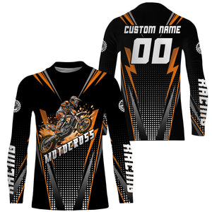 Personalized Orange Motocross Jersey Kid&Adult Upf30+ Dirt Bike Shirt Off-Road Motorcycle Racing PDT671