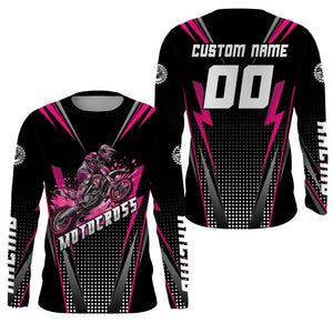 Personalized Pink Motocross Jersey Kid&Adult Upf30+ Dirt Bike Shirt Off-Road Motorcycle Racing PDT671