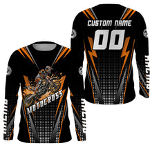 Load image into Gallery viewer, Personalized Orange Motocross Jersey Kid&amp;Adult Upf30+ Dirt Bike Shirt Off-Road Motorcycle Racing PDT671