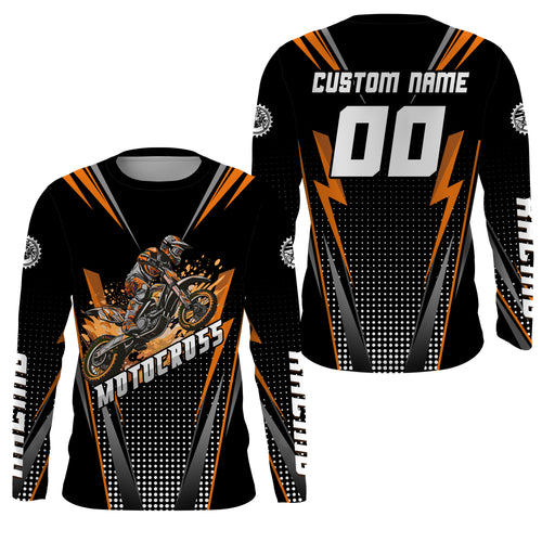 Personalized Orange Motocross Jersey Kid&Adult Upf30+ Dirt Bike Shirt Off-Road Motorcycle Racing PDT671