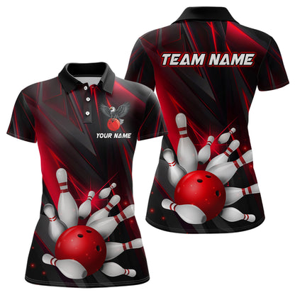 Eagle Bowling Polo Shirts For Men & Women Custom Team Bowling Jersey Uniform Bowler Gift | Red BDT524