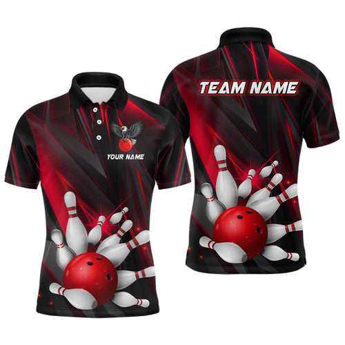 Eagle Bowling Polo Shirts For Men & Women Custom Team Bowling Jersey Uniform Bowler Gift | Red BDT524