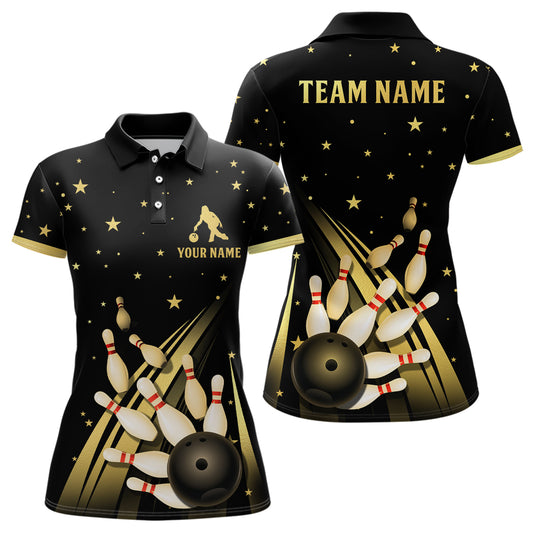 Gold&Black Bowling Jersey Men & Women Custom Bowling Shirt Team Bowling Polo BDT528