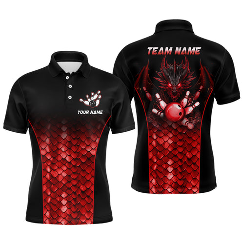 Custom Red Dragon Bowling Polo Shirts For Men And Women Bowling Team Jersey BDT508