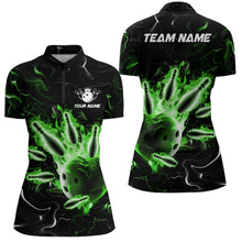 Load image into Gallery viewer, Custom Green Flames Bowling Shirt For Men &amp; Women 1/4 Zip Bowling Team Jersey Unisex BDT542