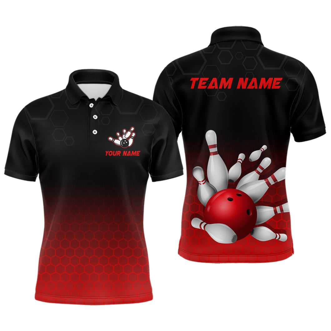 Personalized Red Bowling Shirt for Men & Women Bowling Team Jersey Bowling Polo BDT555