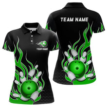 Load image into Gallery viewer, Green Flame Bowling Polo Shirts for Men And Women Custom Bowling Team Jerseys Unisex BDT477