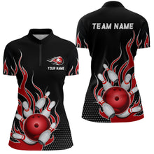 Load image into Gallery viewer, Red Flame Bowling Quarter Zip Shirts for Men And Women Custom Bowling Team Jerseys Unisex BDT477