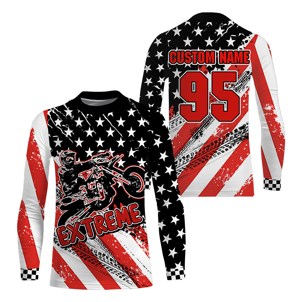 Custom Motocross Jersey Kid Men UPF30+ American Flag Dirt Bike Shirt MX Racing Off-Road Motorcycle PDT623