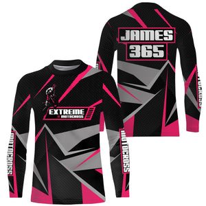 Pink Motocross Racing Jersey Men Women Kid UPF30+ Custom Dirt Bike Shirt Off-Road Motorcycle PDT672