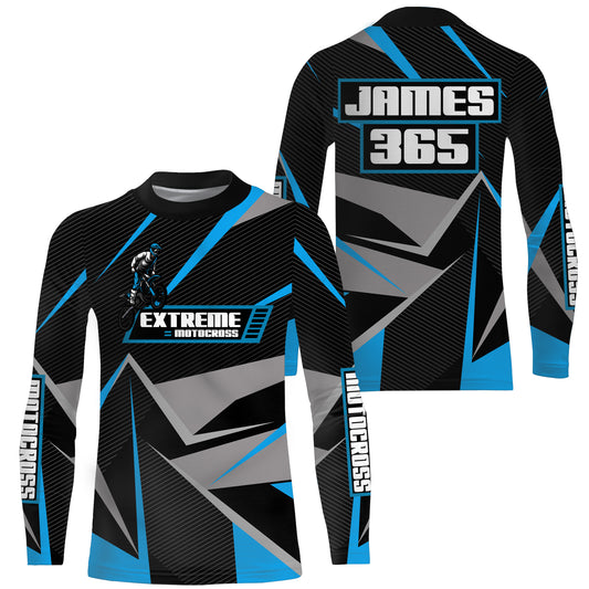 Blue Motocross Racing Jersey Men Women Kid UPF30+ Custom Dirt Bike Shirt Off-Road Motorcycle PDT672