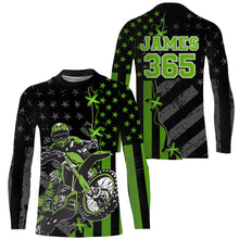 Load image into Gallery viewer, American Flag Motocross Jersey Personalized UPF30+ Adult&amp;Youth Dirt Bike Off-Road Shirt Motorcycle PDT703