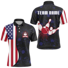 Load image into Gallery viewer, American Flag Bowling Polo Shirt Custom Navy Bowling Jersey Men Patriotic Bowling Shirt BDT264