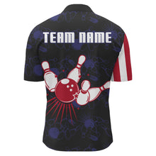 Load image into Gallery viewer, American Flag Bowling Quarter-Zip Shirt Custom Navy Bowling Jersey Men Patriotic Bowling Shirt BDT264