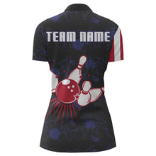 Load image into Gallery viewer, American Flag Bowling Quarter-Zip Shirt Custom Navy Bowling Jersey Women Patriotic Bowling Shirt BDT264