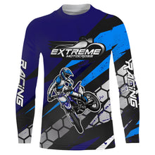 Load image into Gallery viewer, Motocross Jersey Blue UPF30+ Youth Kids Mens Dirt Bike Shirt Extreme Racing Shirt Off-Road XM35