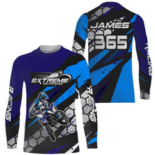 Load image into Gallery viewer, Motocross Jersey Blue UPF30+ Youth Kids Mens Dirt Bike Shirt Extreme Racing Shirt Off-Road XM35