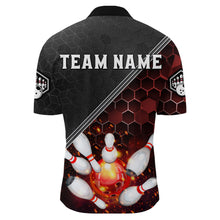 Load image into Gallery viewer, Red&amp;Black Bowling Jersey Flame Bowling Quarter-Zip Shirt For Men Custom Bowling Team Shirt BDT299