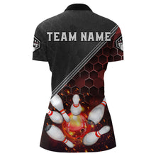 Load image into Gallery viewer, Red&amp;Black Bowling Jersey Flame Bowling Quarter-Zip Shirt For Women Custom Bowling Team Shirt BDT299