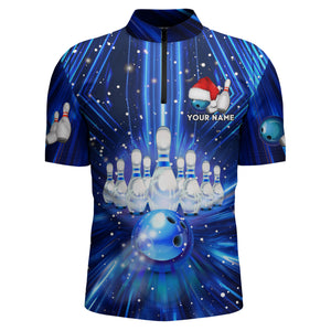 Christmas Bowling Shirt Custom 3D Bowling Jersey Team Bowling Quarter-Zip Shirt For Men BDT384