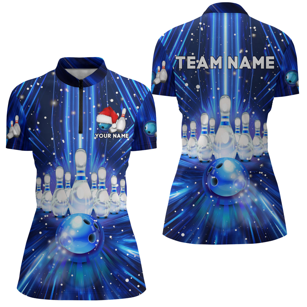 Christmas Bowling Shirt Custom 3D Bowling Jersey Team Bowling Quarter-Zip Shirt For Women BDT384