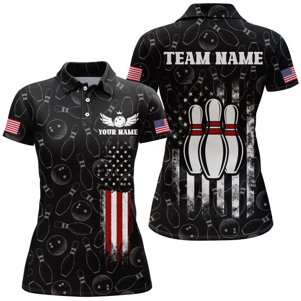 American Bowling Jersey Women Patriotic Bowling Team Shirt Custom Bowling Polo Shirt BDT358